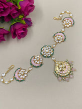 Designer Rajputi Pink Jadau Bridal Sheesh Patti With Tikka By Gehna Shop SheeshPhool